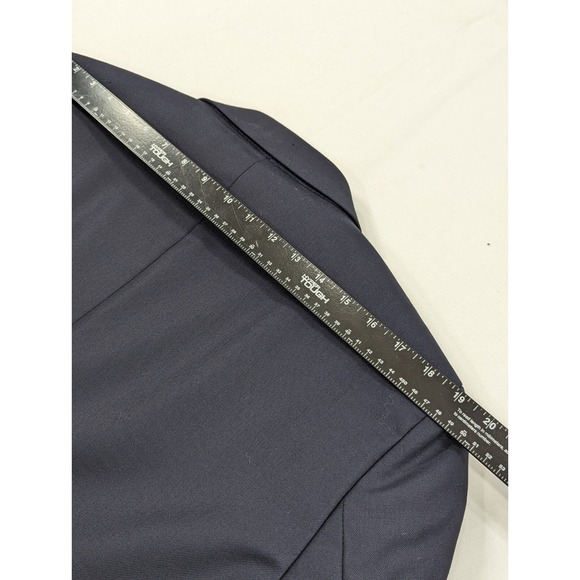 Stafford Blazer Sport Coat Jacket 100% Wool Navy Blue Metal Buttons 46L 48" EUC - Picture 15 of 15